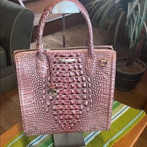 Brahmin pink Croc-Embossed Tote Bag in Mauve Pink